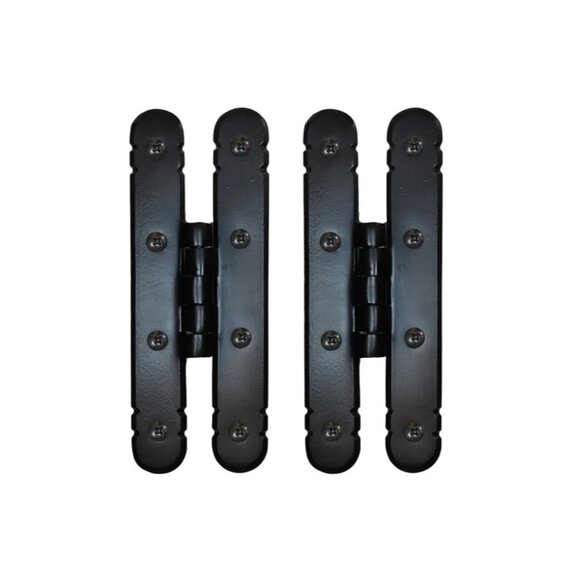 Lynn Cove Foundry Cast Aluminum Bi-Folding Shutter Hinges Pair Flat Black 2 3/4" - Picture 1 of 5